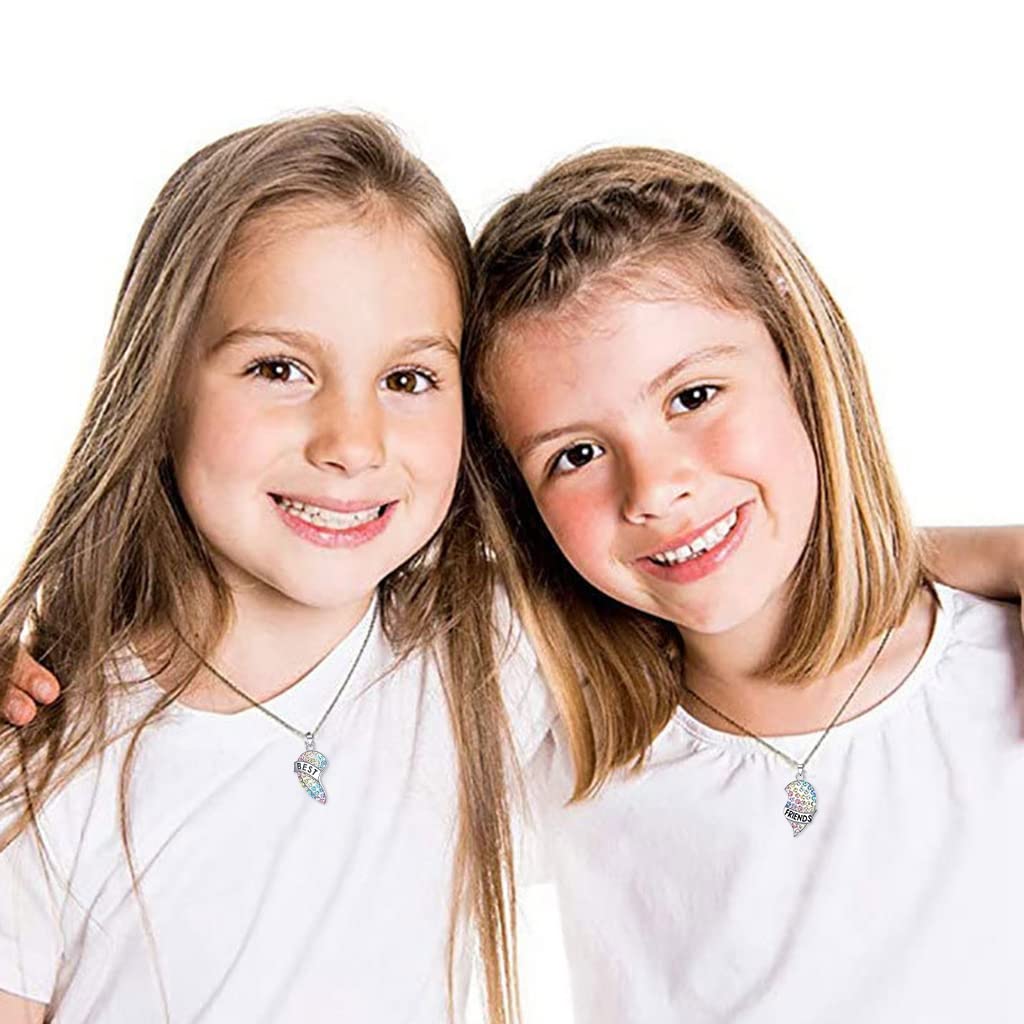 Zibuyu Heart Necklace for Friendship Girls with Magnetic Pendant Pair and Alloy Chain | Charming Gift for Best Friends