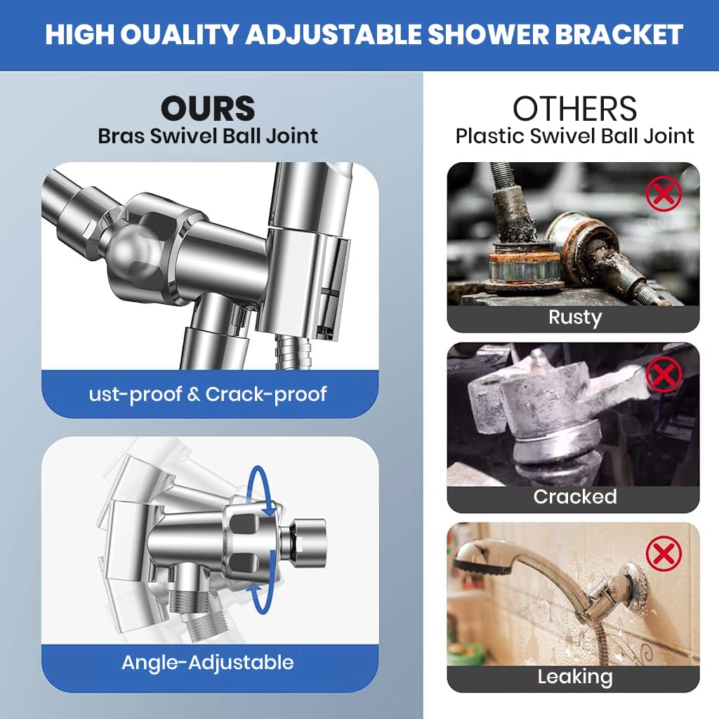 HASTHIP Hand Shower for Bathroom with 9 Spray Modes and 60 in Hose | Pressurized ABS Set