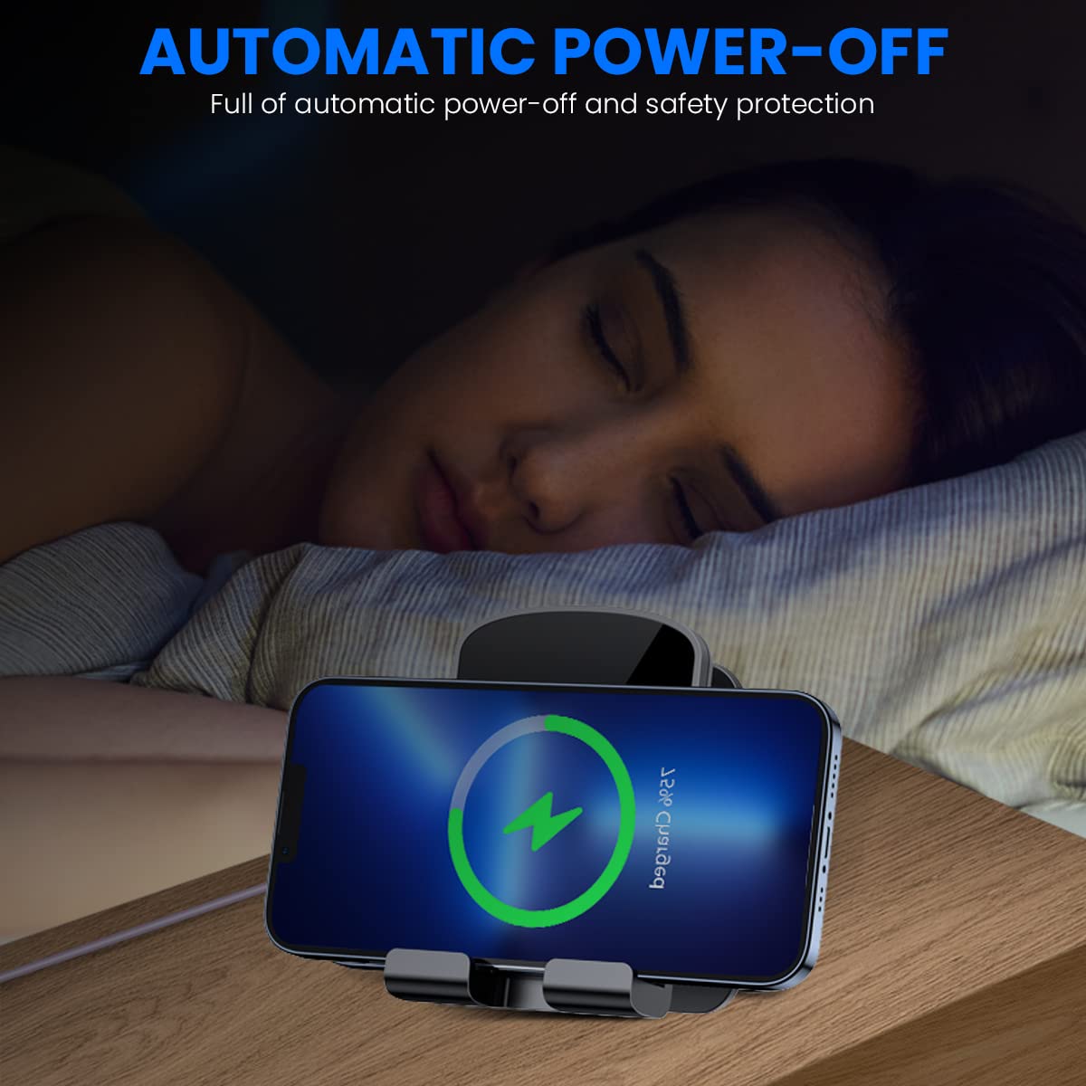 Zeitel Wireless Charger for Wall Mount Use with 15W Fast Charge and Adjustable Grip | Black