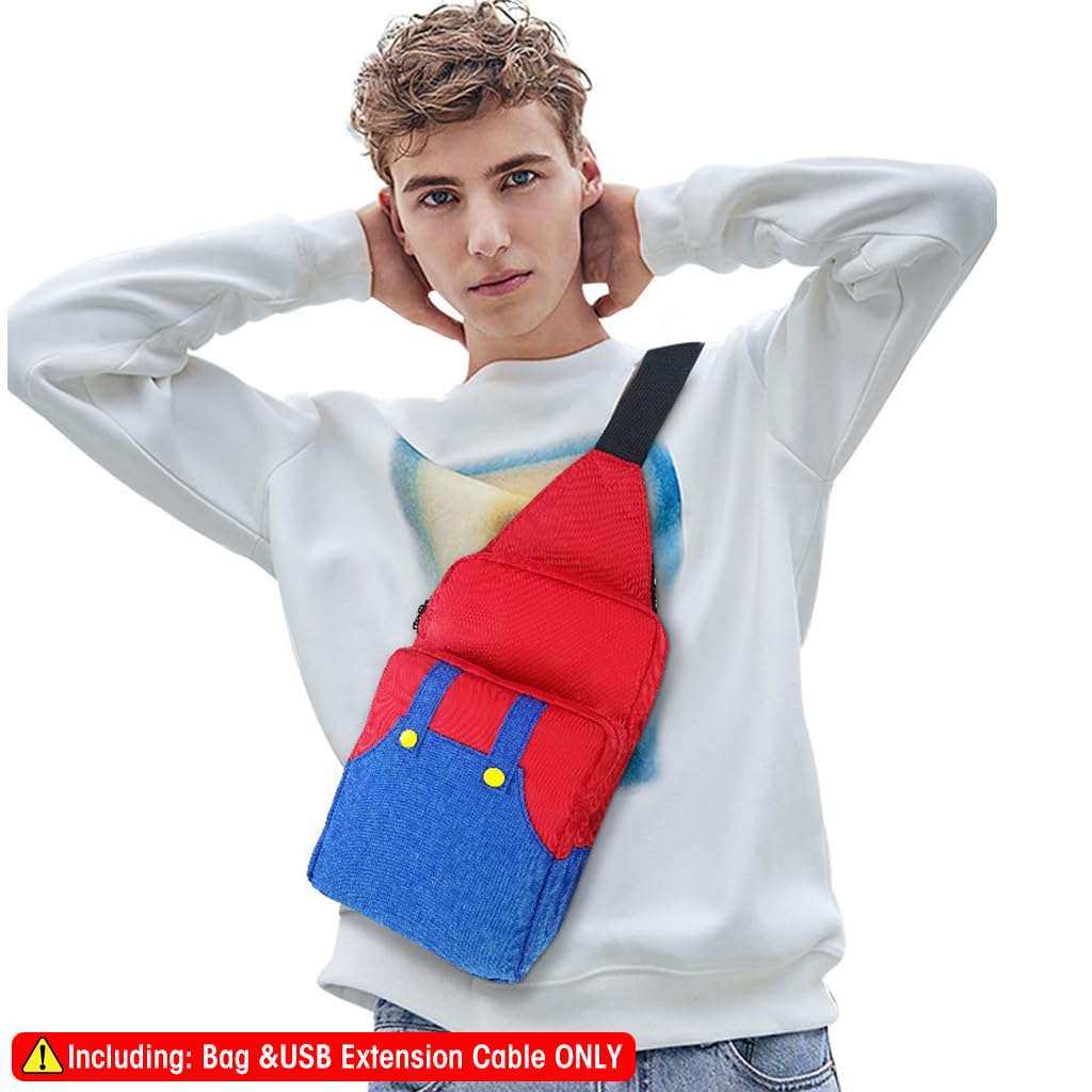 Verilux Travel Bag for Switch and Steam Deck with Double Layer Storage | Waterproof Crossbody Backpack for Mario Fans