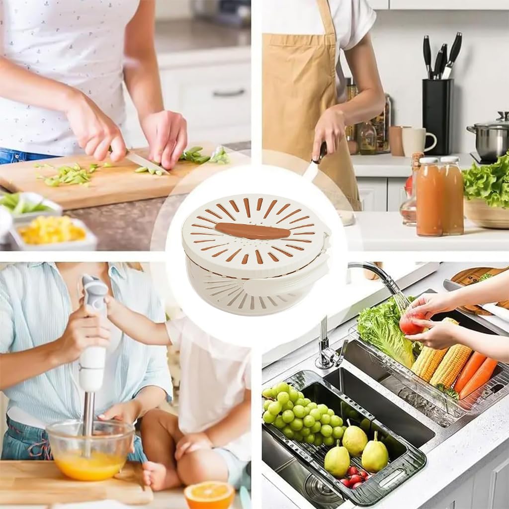 Supvox® Kitchen Salad Bowl with Lockable Drainer Lid & Removable Drainer Tray Unique Folding Handle Design Freezer Safe Kitchen Multipurpose Drain Basket for Vegetable, Fruit, Pasta