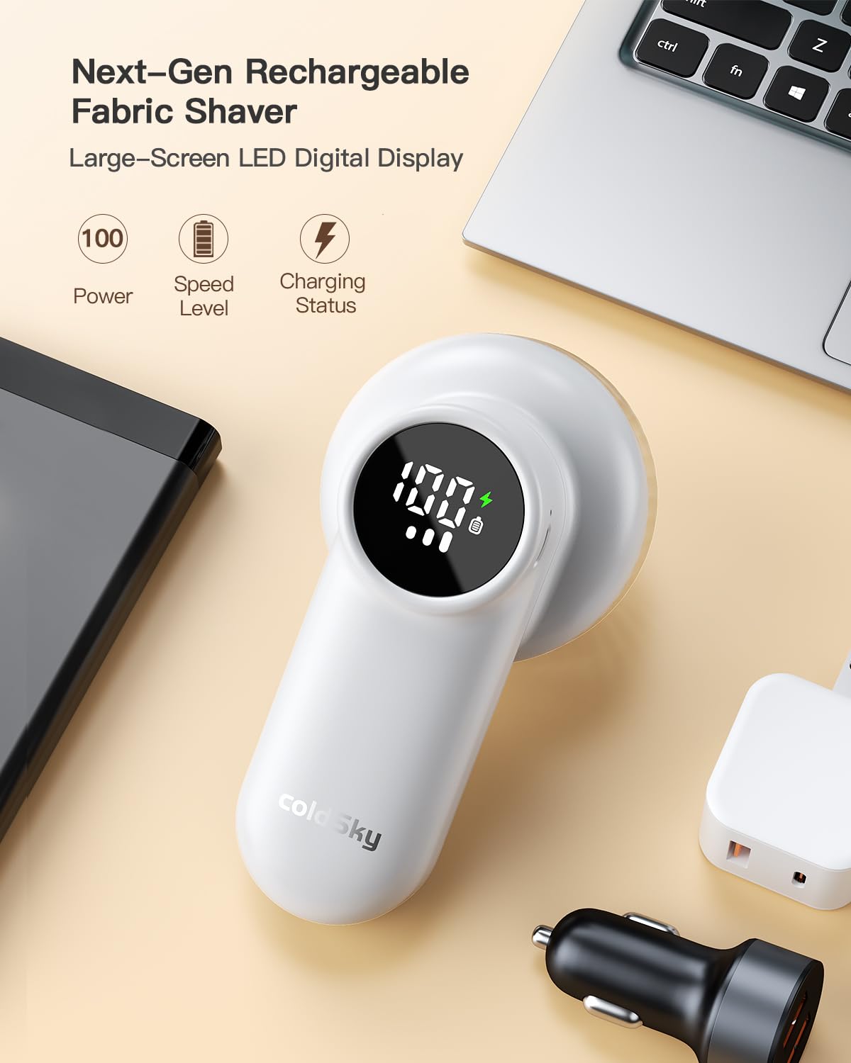 PATPAT Lint Remover for Clothes with 3 Speeds LED Display and 6 Stainless Steel Blades | USB Rechargeable