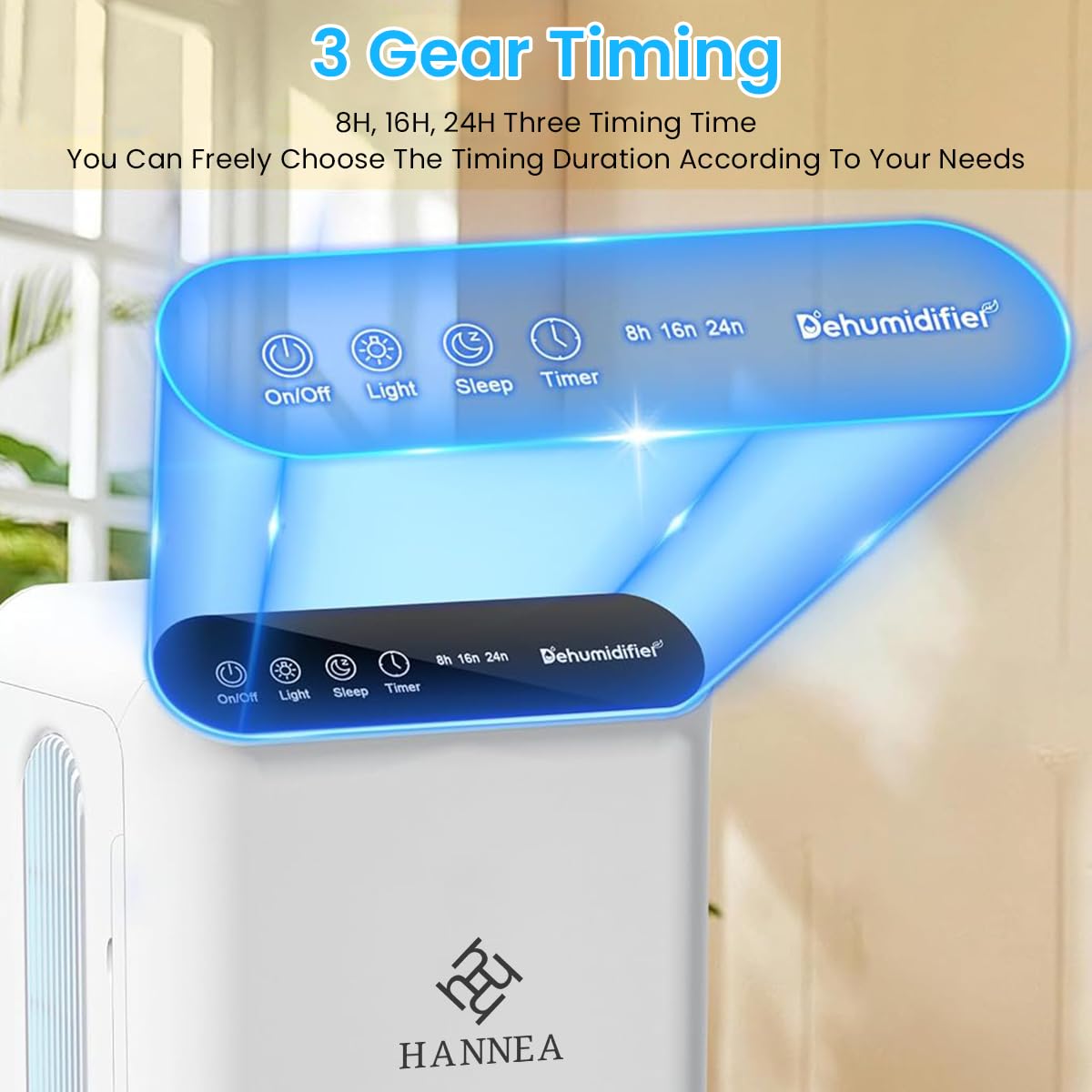 HANNEA Dehumidifier for Room with 2.5L Tank and Aromatherapy Tray | Quiet LED Design