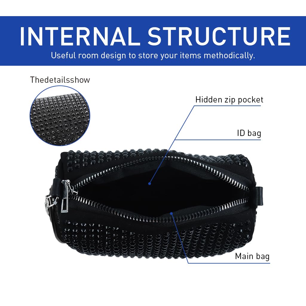 Zibuyu Sling Bag for Women with Dual Shoulder Straps featuring Black Diamond Design | Trendy Crystal Purse