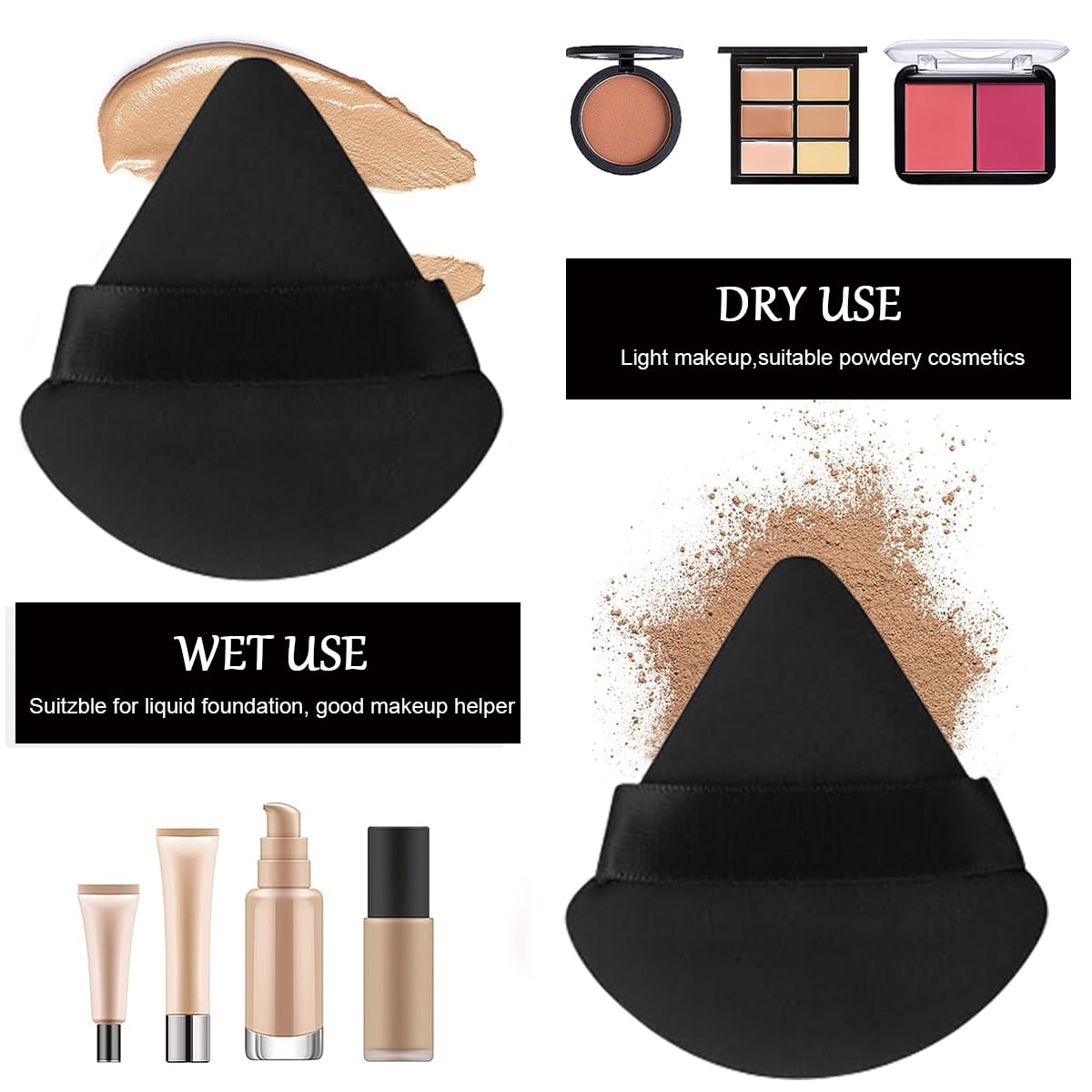 MAYCREATE Facial Headband Set for Skincare and Face Wash 7Pcs with Flannel Bands | Black