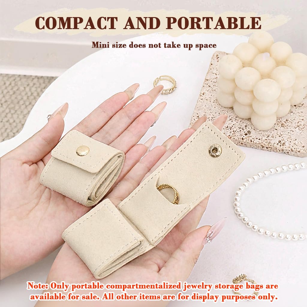 MAYCREATE Mini Travel Jewelry Bag for Trips with Snap Button Closure and PU Material | 3 Piece Organizer Set