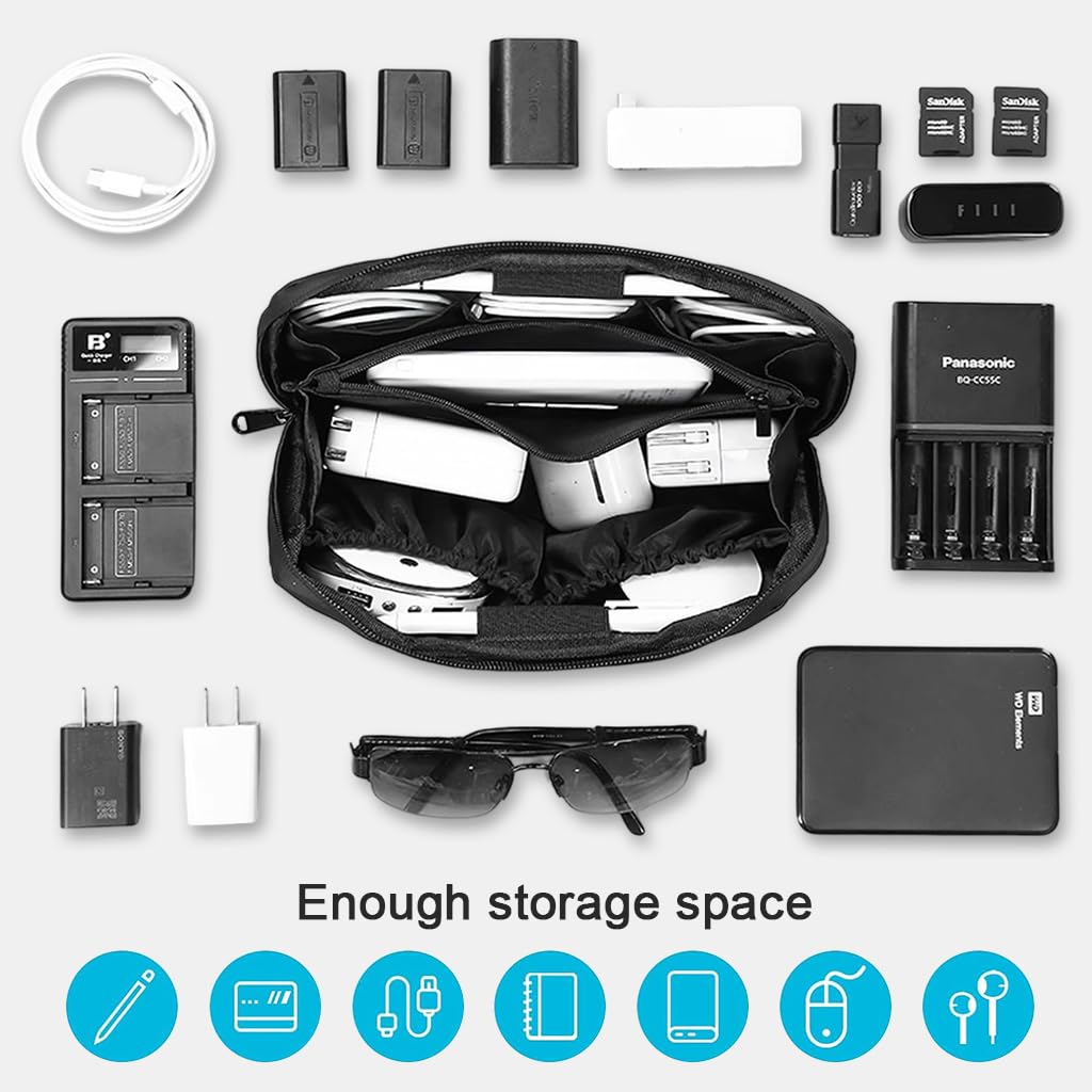 ZORBES Cable Organizer Bag for Travel featuring Multi Compartments and Waterproof Material | 154x153x152mm