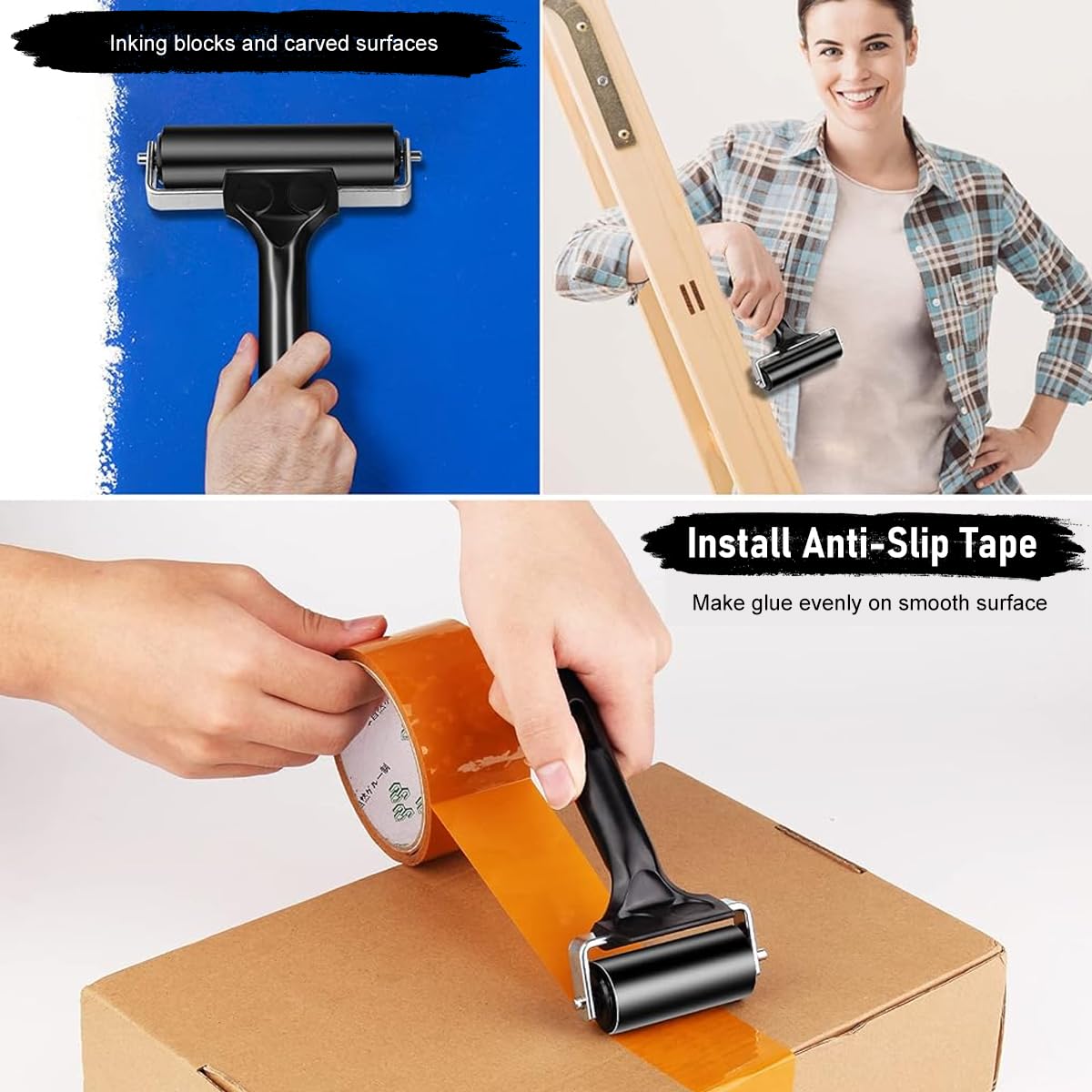 Serplex Inking Plates Rollers for Printmaking with Ergonomic Handle and 2.36 & 3.94 in Sizes