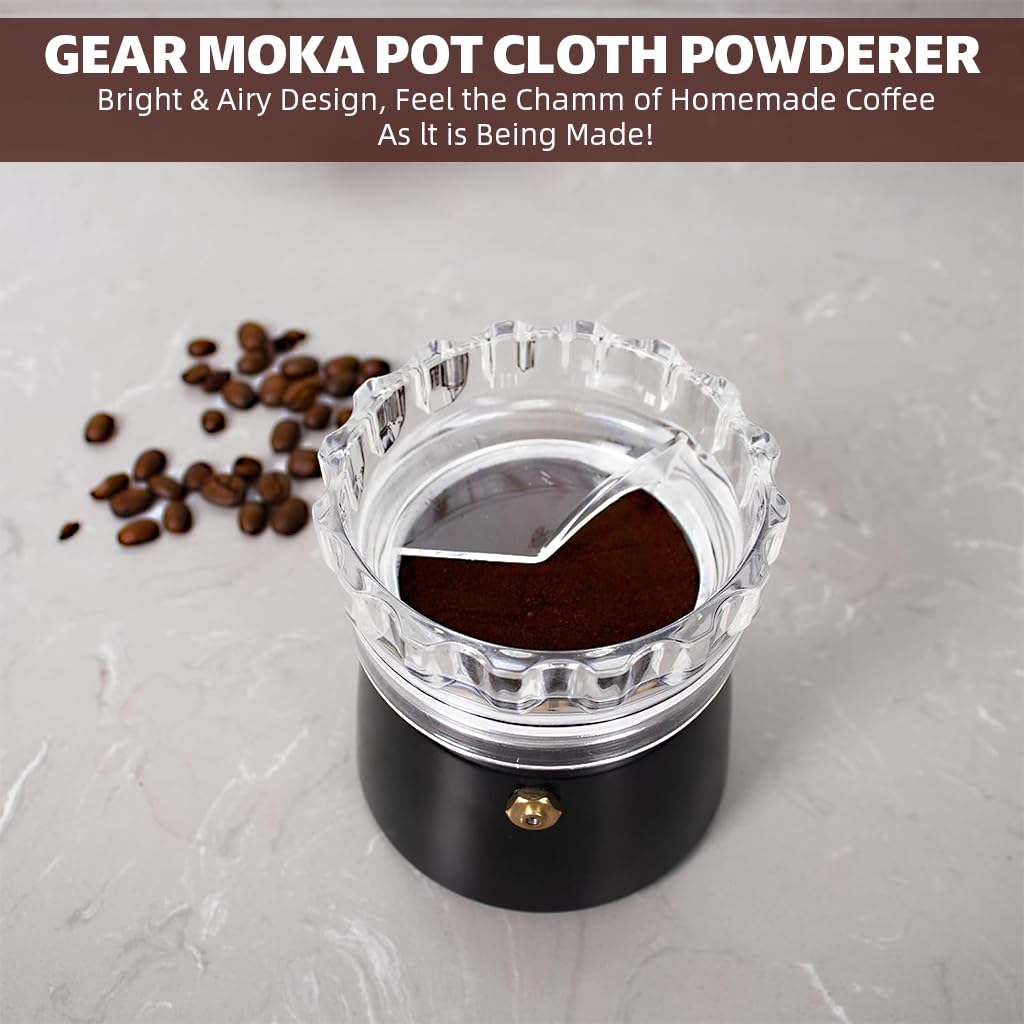Supvox Ground Coffee Powder Distributor for Moka Pot 2.83 in with Clear Crown Handle | ABS Leveling Tool