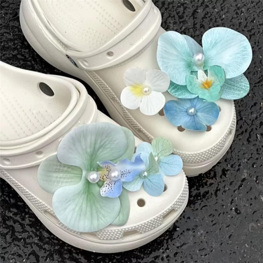 HASTHIP Flower Shoe Charms Set for Clog Shoes with Easy Snap-On Design 8Pcs Pink and White | Aesthetic Floral Decor for Women and Kids