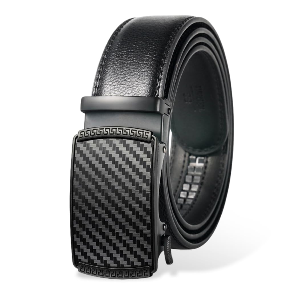 GUSTAVE Leather Belt for Men with Adjustable Metal Buckle 130cm Black | Gift Box Set