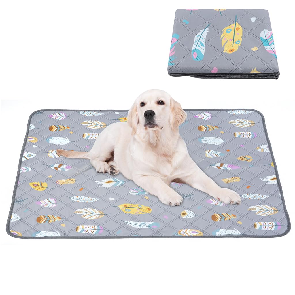 Qpets Pee Pads for Dogs with Multi Layer Leak Proof Design 90x75cm Gray Printing | Washable Reusable Puppy Training Mat