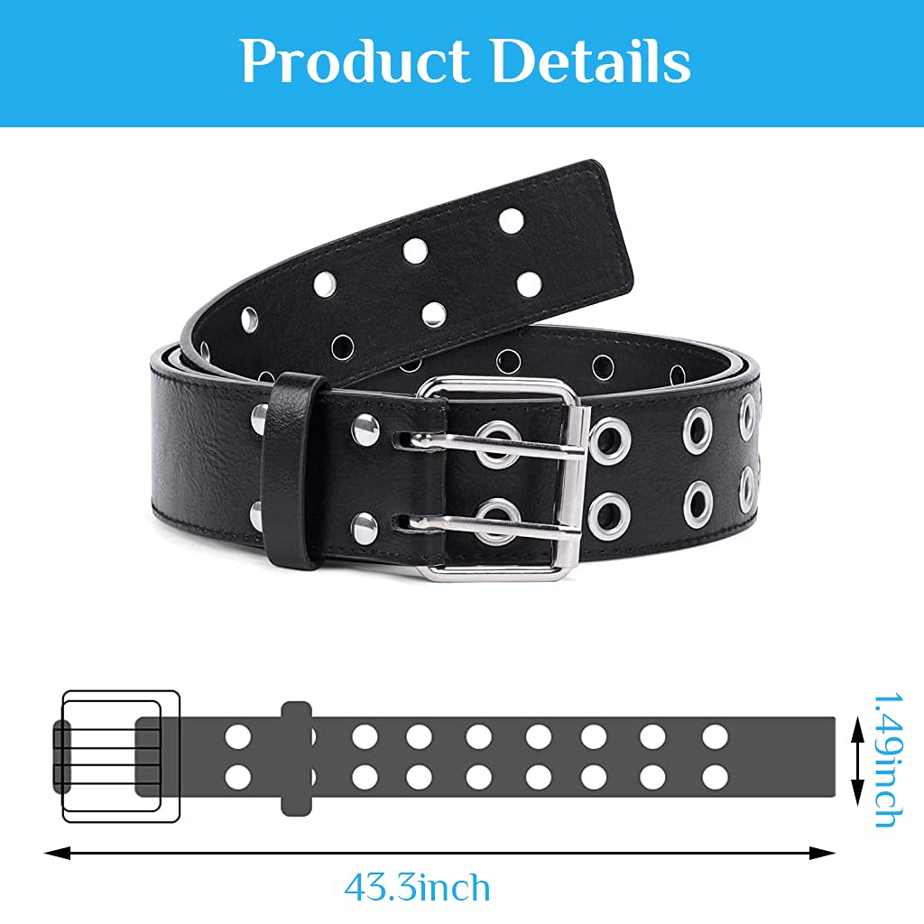 PALAY® Belt for Women Gothic Leather Waist Belt For Women Punk Rock Grommet Jeans Party Body Jewelry Accessories for Women and Girls (Black 7, 1)