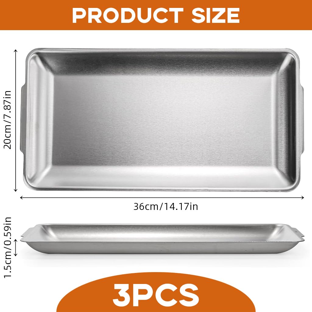 HASTHIP Baking Tray Set for Cookies and Cakes with 36x20cm Deep Sides | 304 Stainless Steel