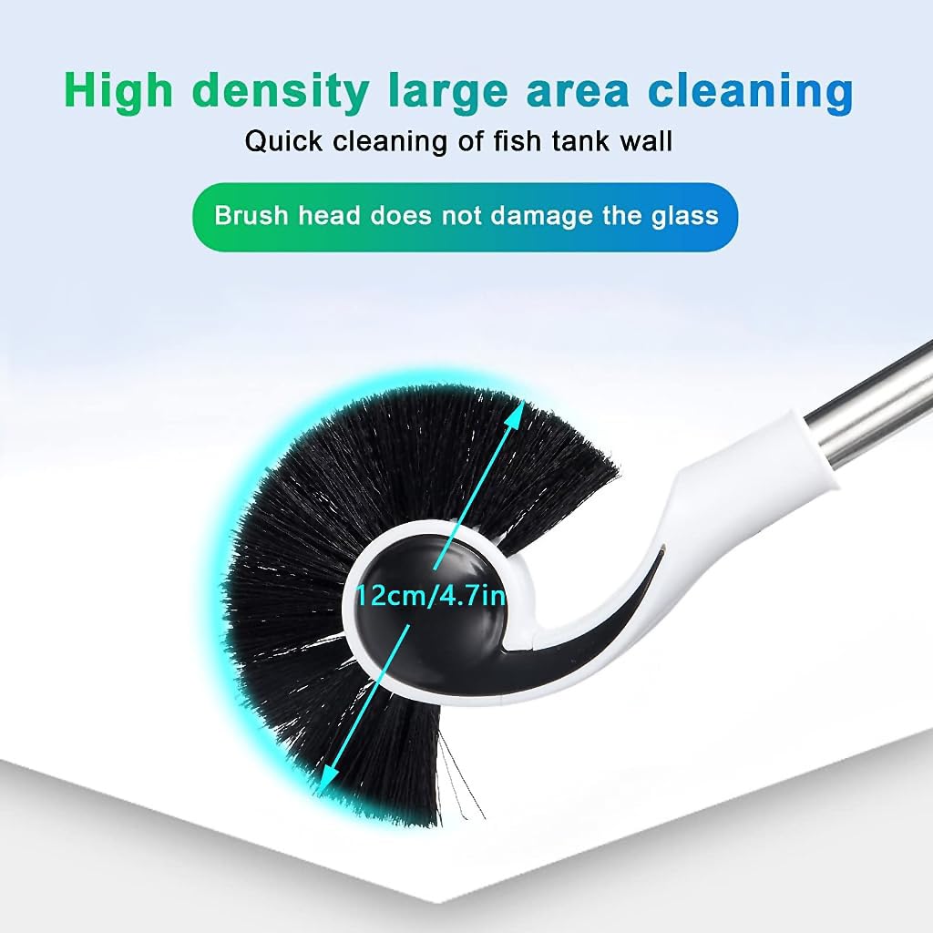 Qpets® Cleaning Brush - Adjustable Long Handle - Spiral Brush Head - Versatile Tool for Pool, Bathroom, Kitchen, Fish Tank - Lightweight, Durable, 95cm - Pack of 2 Brushes and 2 Handles