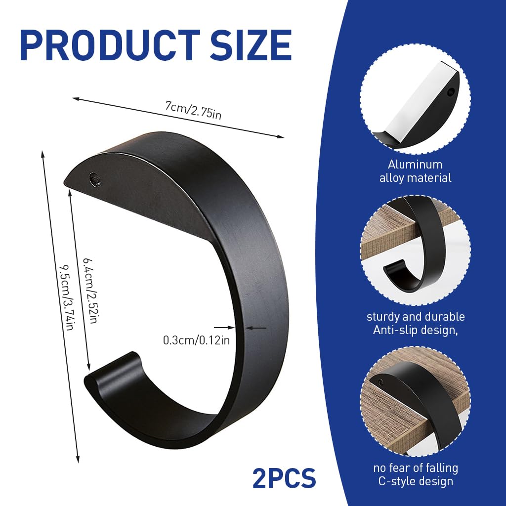 HASTHIP Desk Hanging Hooks for Bags and Headphones featuring C Shape Design 2pcs Set