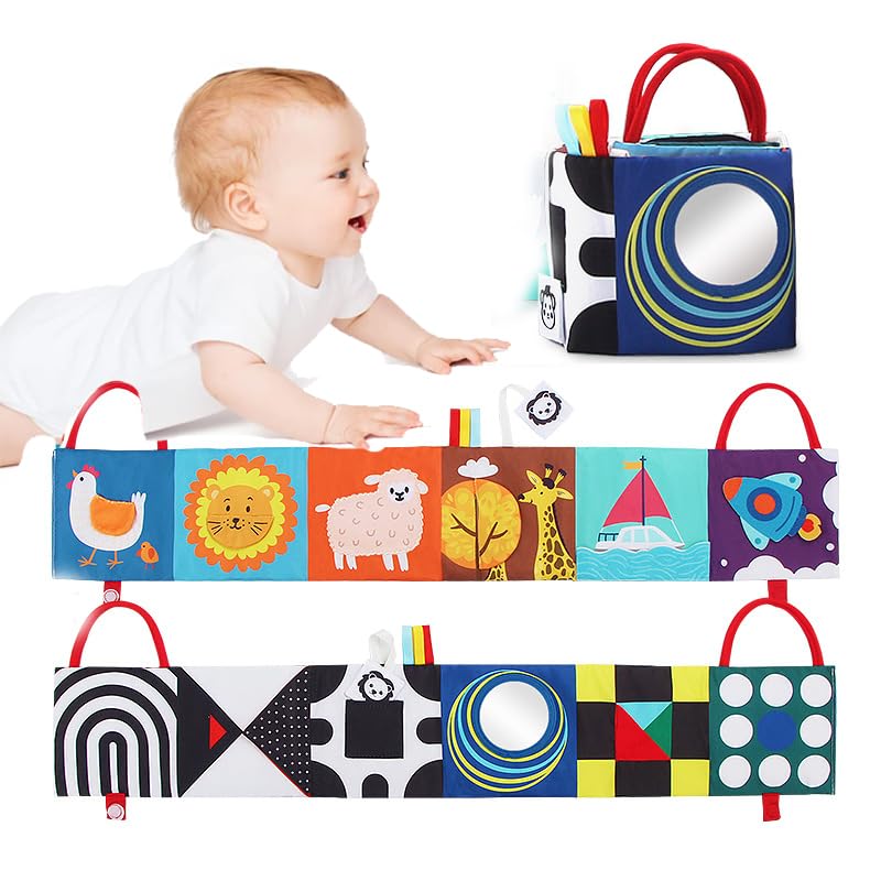 SNOWIE SOFT® 3D Stereoscopic Bed Surround Baby Awareness Cloth Book, Early Learning Educational Cloth Book with Haha Mirror