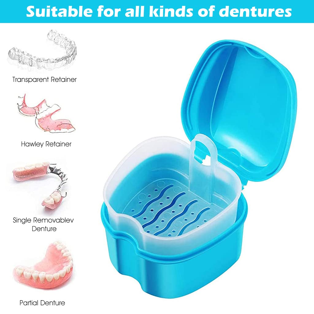 ZIBUYU Denture Box Case for Retainers and False Teeth with Strainer 2 PCS | Medical Grade PP