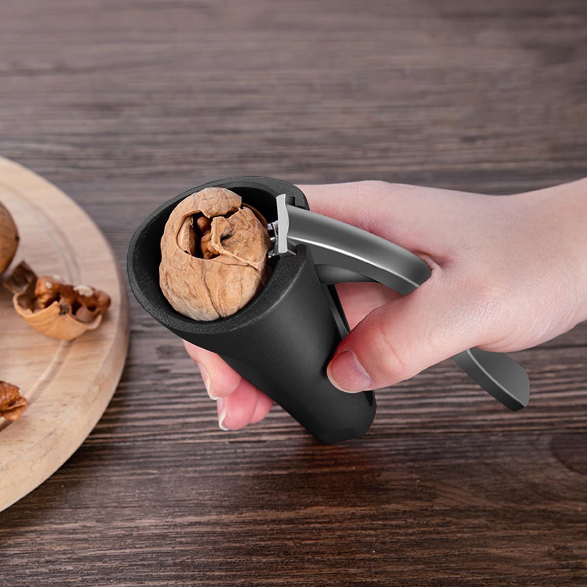 HASTHIP Nutcracker for Walnuts and Hazelnuts with Cone Container | 2PCS Lever Handle Tool