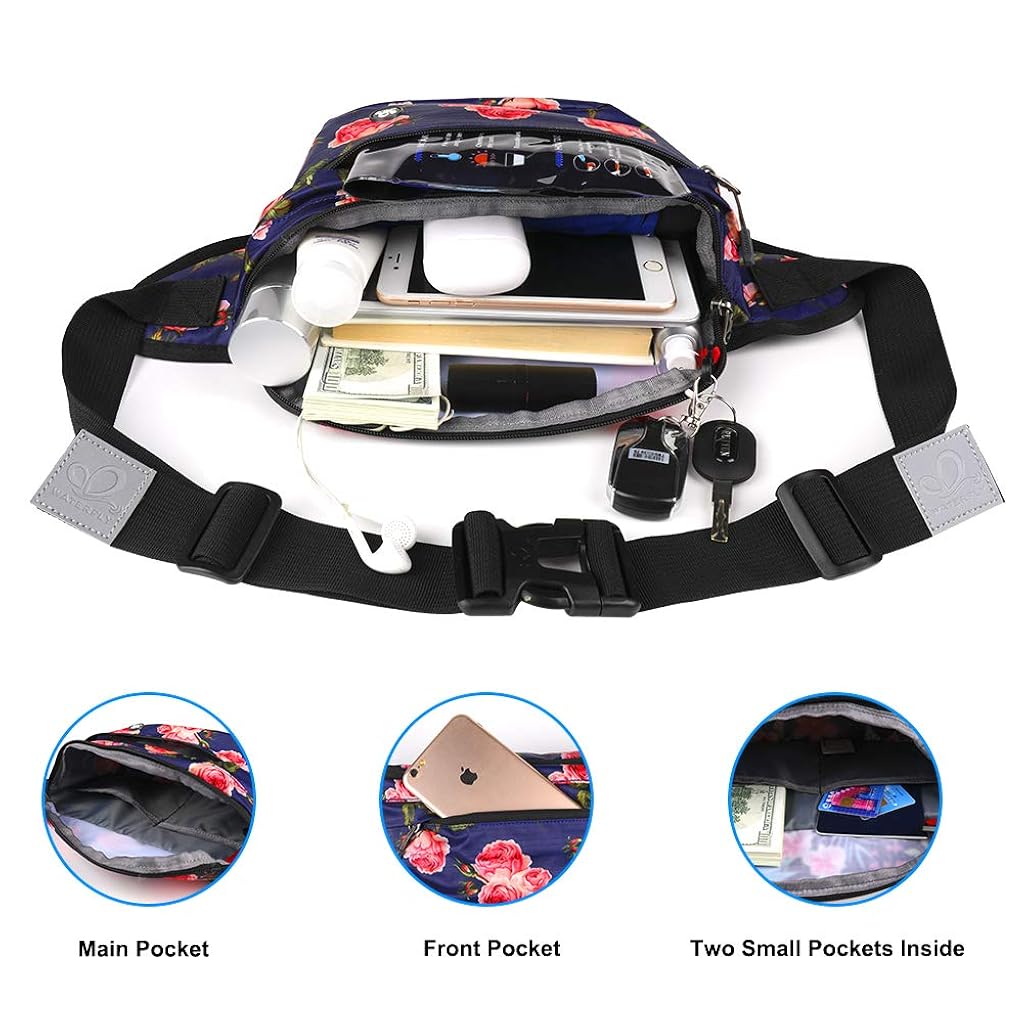 GUSTAVE® Waist Bag for Men Women Waterproof Chest Stylish Fanny Pack Lightweight Bum with Adjustable Strap Outdoor Sports Running Hiking Maple Leaf 3 PCS