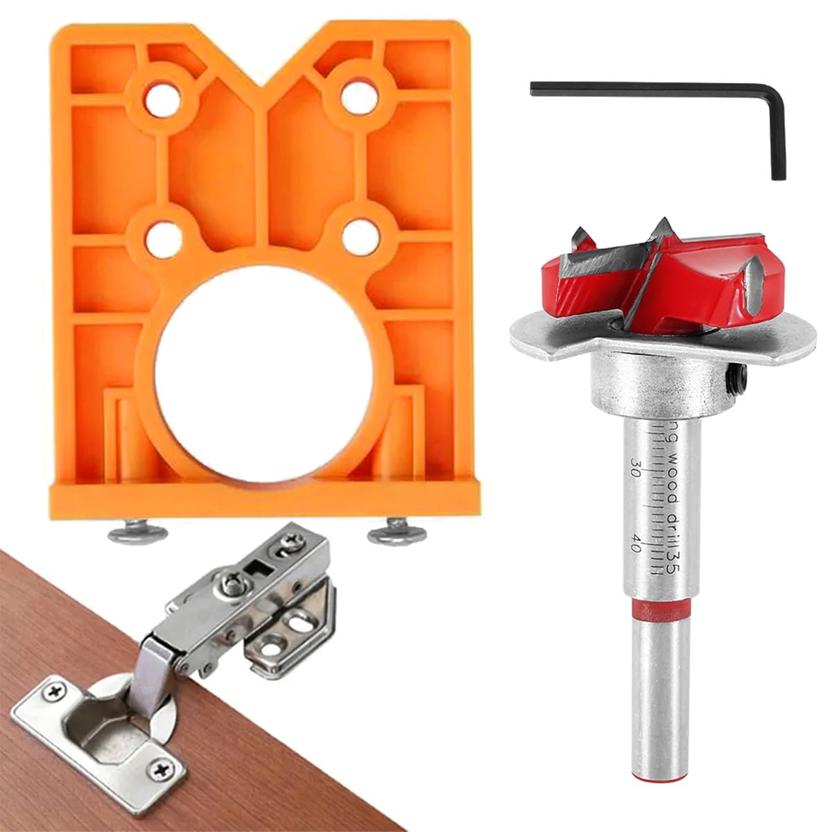 Serplex Hinge Hole Drilling Guide for Cabinets featuring 35mm Position Hole | 3PCS Jig