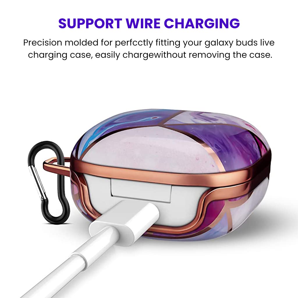 Zeitel Samsung Galaxy Buds Case Cover with Two Piece Design and Chrome PC Protection | Includes Key Ring for Travel