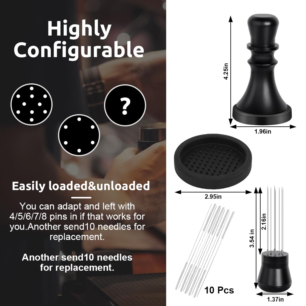 Supvox® 51mm Espresso Tamper & Coffee Distributor 2 in 1 Ground Coffee Tamper with Hidden Espresso Needle Distributor Hand Tamper Set for Espresso Machine