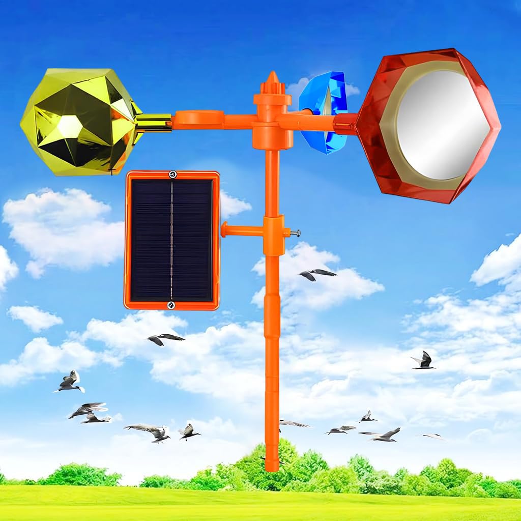 Supvox Solar Bird Repellent for Garden and Balcony featuring 360 Rotatable Reflectors 3 pcs