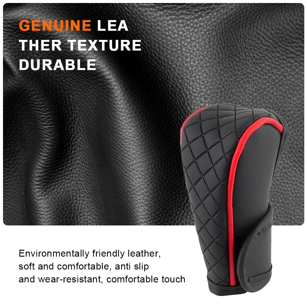 STHIRA Gear Shift Knob Cover for Cars with Anti Slip Texture and PU Leather Protection | Universal Fit