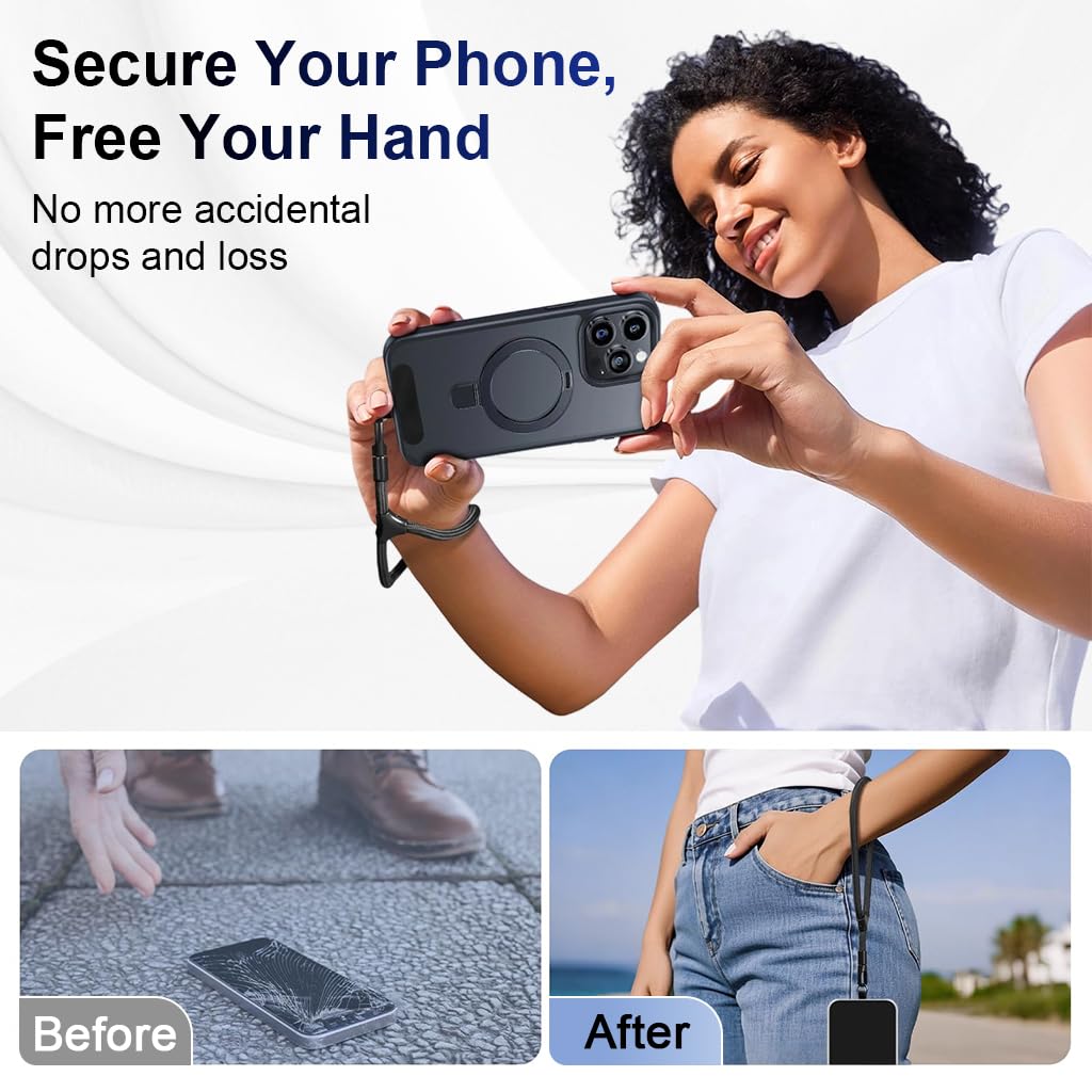 ZORBES Phone Wrist Strap for iPhone and Smartphones with 360° Swivel Clasp and Adjustable Buckle | Black Polyester Wrist Lanyard