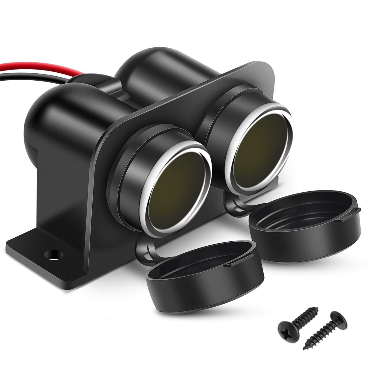 STHIRA® 2 in 1 Car Cigarette Lighter Socket with Caps Dual Socket Cigarette Lighter Splitter Universal 12V/24V Cigarette Lighter Splitter Car Cigarette Lighter Splitter Modification