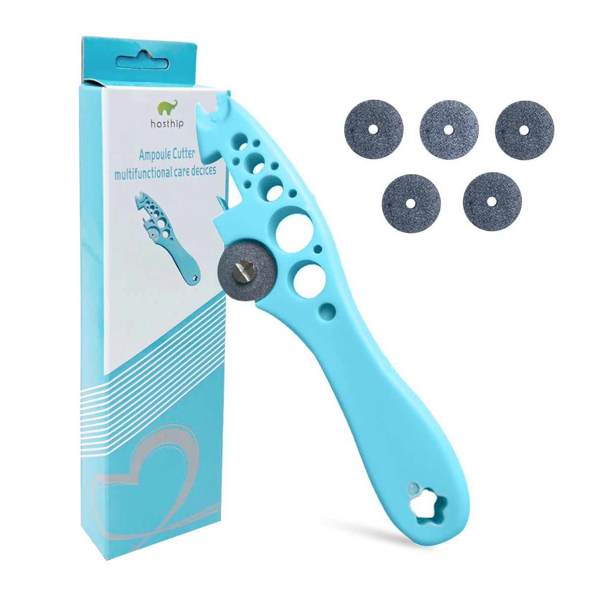 HASTHIP Ampule Cutter for Medical and Home Use with 5 Replaceable Grinding Wheels | Blue 3 PCS