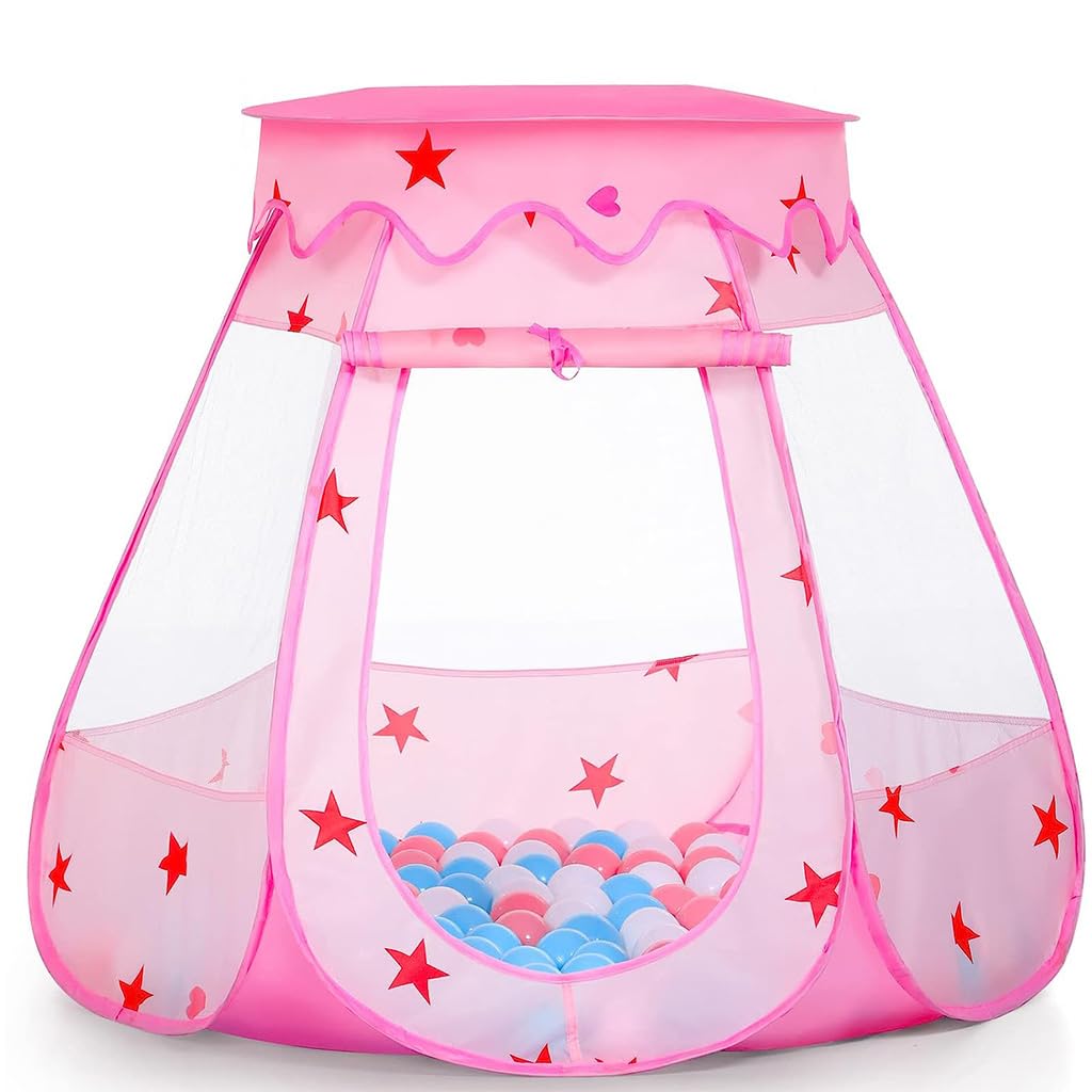 PATPAT Pop Out Game Tent for Kids with 115×95×66cm Space and Elastic Plastic Frame | Indoor Outdoor Princess Playhouse