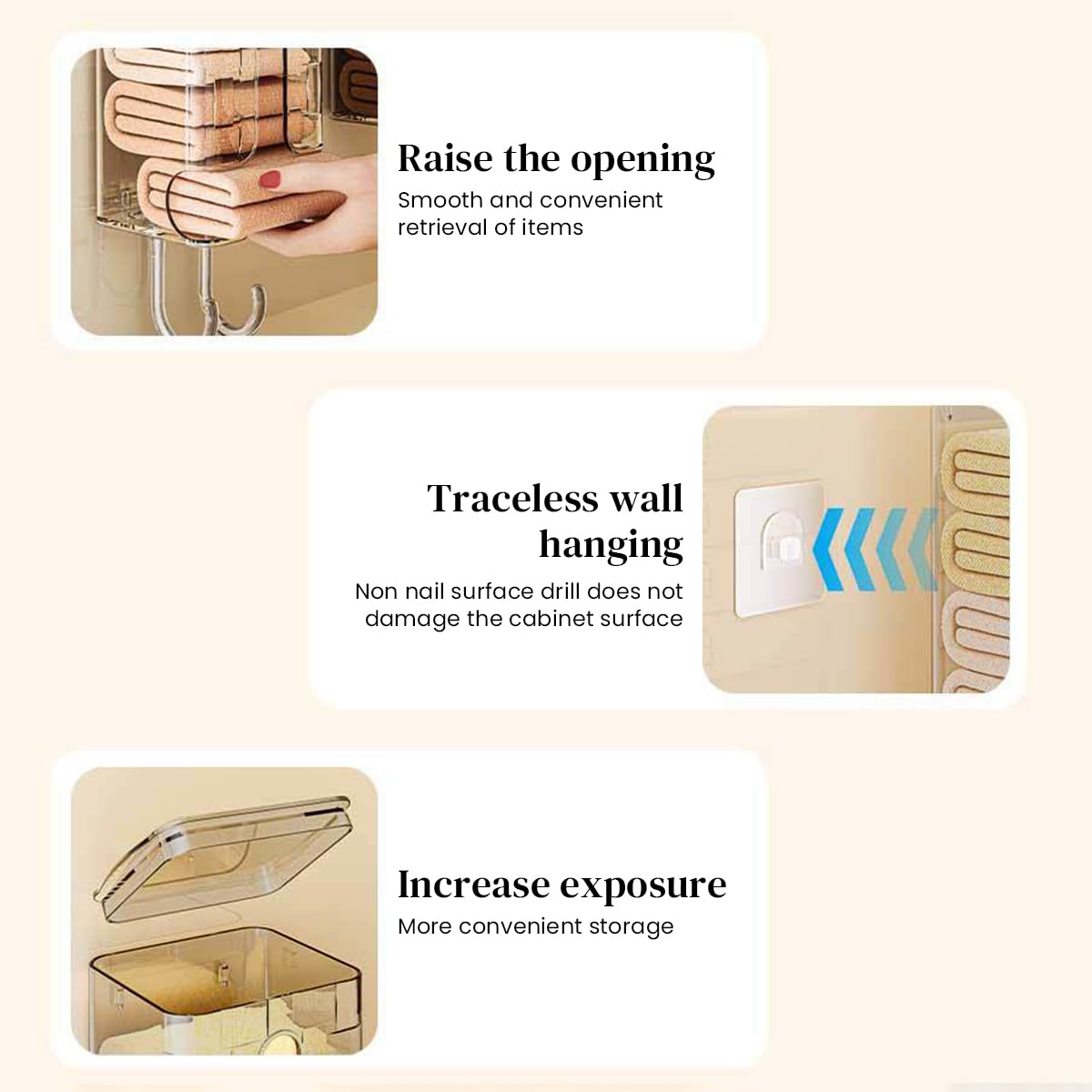 HASTHIP Wall Mount Drawer Organizer for Socks and Underwear with Hanging Storage Box 2PCS Grey