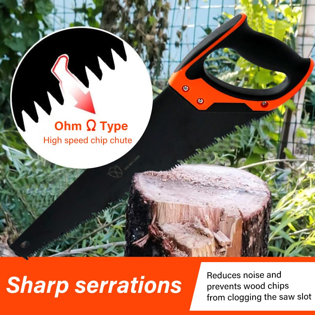 HASTHIP® 45cm Hand saw for Wood, Plywood Cutting, Heavy Duty Manganese Steel Heat Treated Handsaw for Pruning, Gardening, High Cutting Efficiency, Hand-Crafted Tool for Carpenter