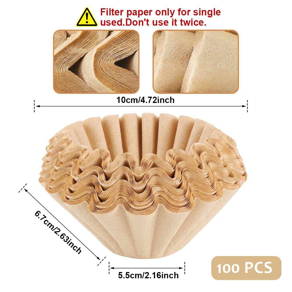 Supvox® 100Pcs Pour Over Coffee Filters 185/50 Disposable Cone-Shaped Paper Coffee Filters Unbleached Coffee Filters Pour Over Coffee Filters