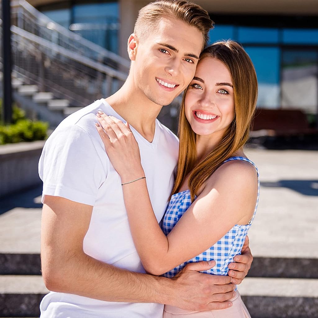 Zibuyu Couple Bracelet Set for Love and Friendship with Infinity Symbol & Morse Code | 4PC Adjustable Stainless Steel Gift for Women and Men