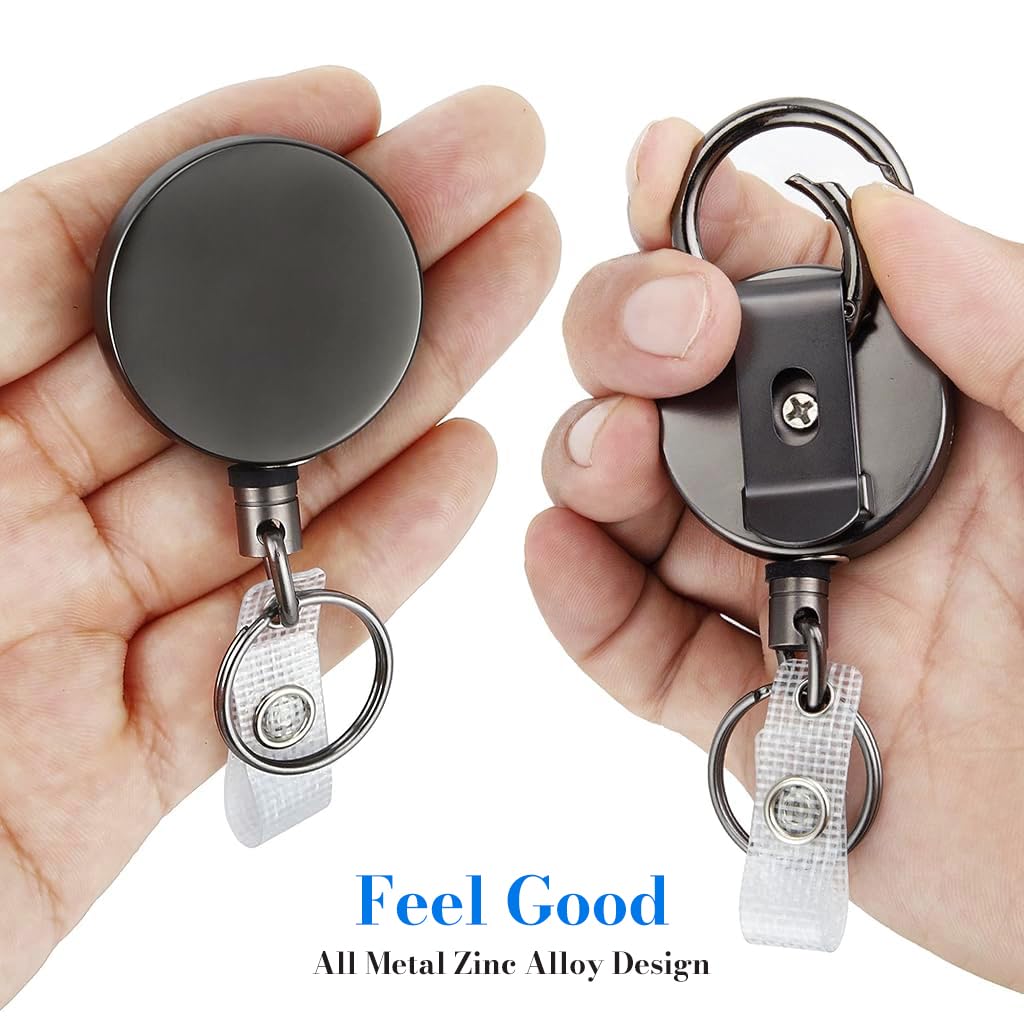 OFIFO Retractable Keychain for Office and Security with 68cm Steel Wire Pull Cord | Zinc Alloy Badge Reel for Men and Women