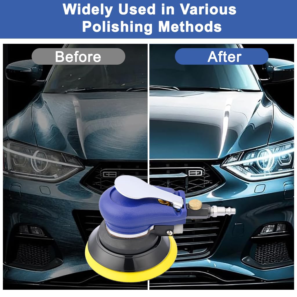 STHIRA Pneumatic Sander for Woodworking and Automotive Use featuring 5 Inch Orbital Action | Ergonomic Grip