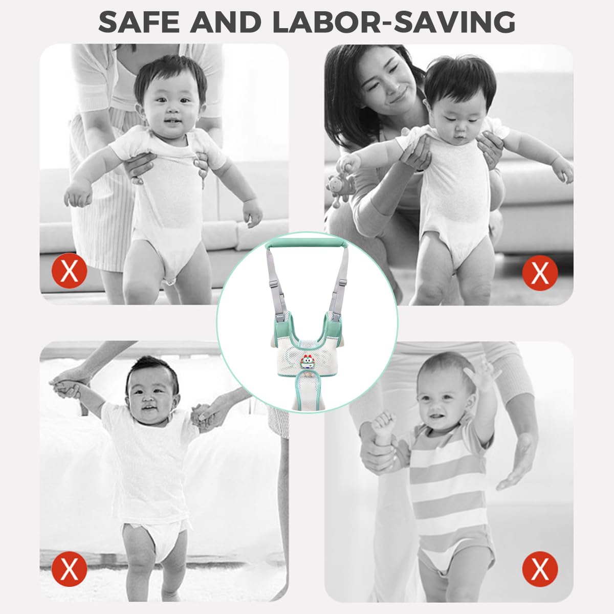 SNOWIE SOFT Baby Walking Supporter Harness for 8–24 Month Toddlers with Adjustable Safety Fit and Anti‑Open Quick Release Buckles