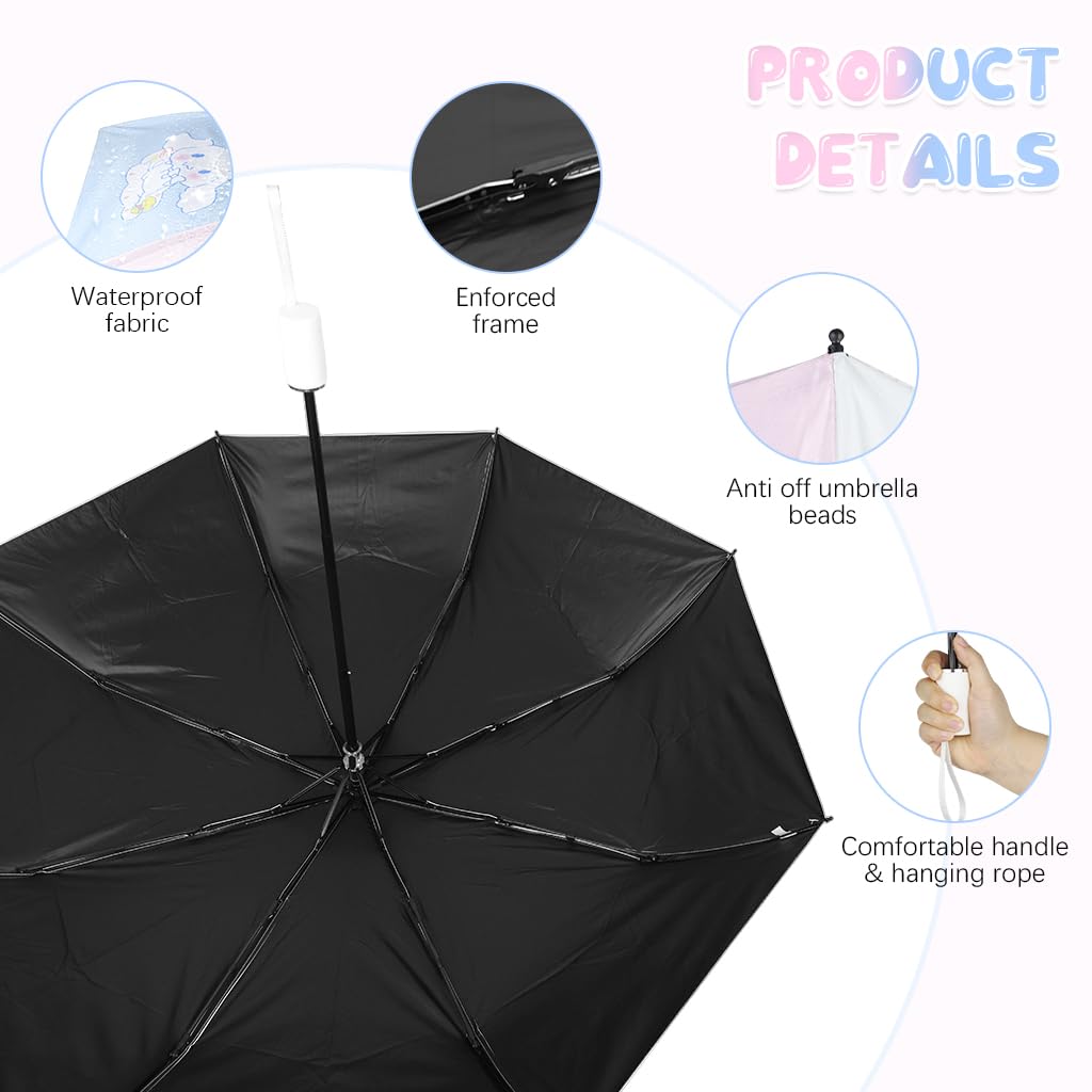 PATPAT Kawaii Umbrella for Girls with 8 Fiber Ribs featuring Sanrio Print | UV and Rain Protection