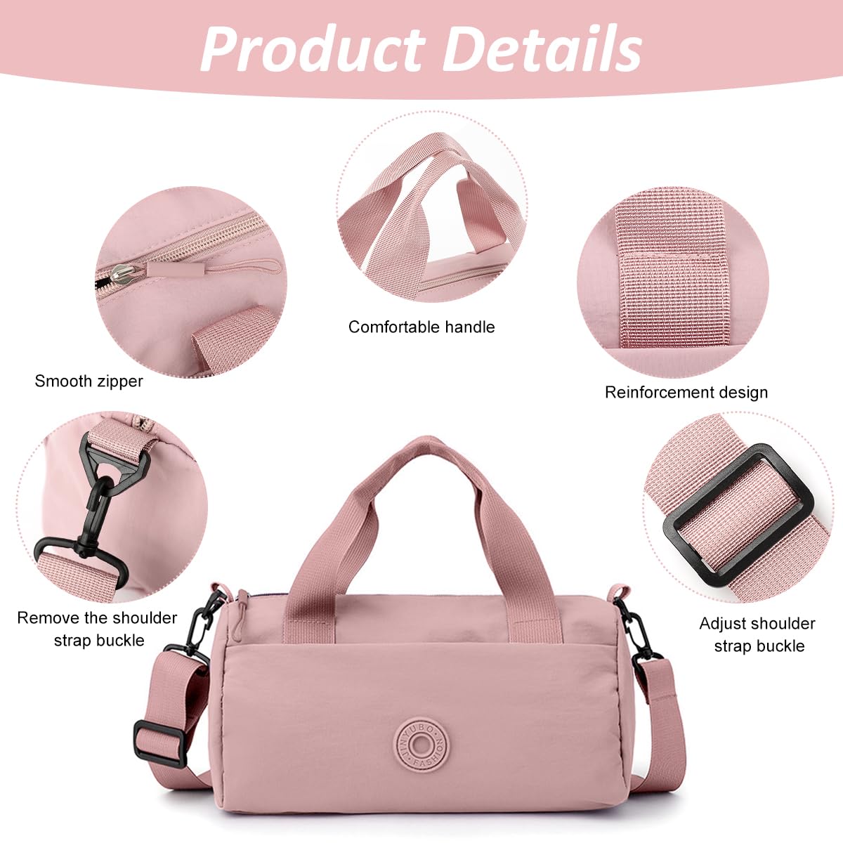 PALAY Crossbody Bag for Women 30x13x20cm with Removable Adjustable Strap and Oxford Cloth | Pink Lightweight Sling Purse for Travel