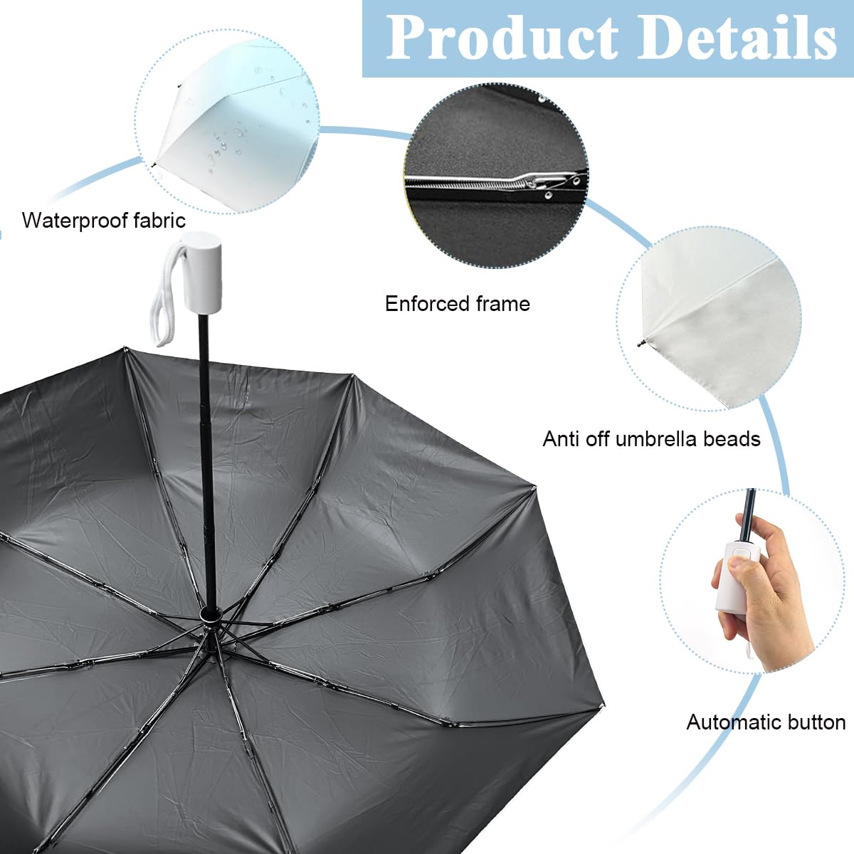 PALAY® Automatic Folding Umbrella for Women Rain & Sun Proof, UV Umbrella with 8 Strong Fiber Ribs, Fashion Gradient Folding Umbrella for Travel, UPF 50 + Auto Open Close Umbrella for Commuting