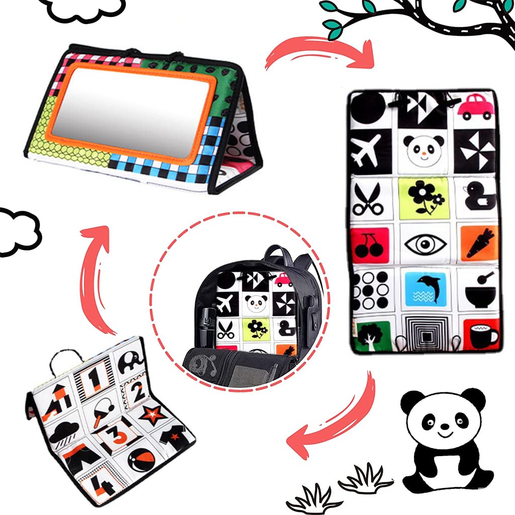 PATPAT Baby Mirror Toy for Car Seat and Tummy Time featuring Hangable Foldable Design | Soft Polyester and Acrylic Safe Material for Infants