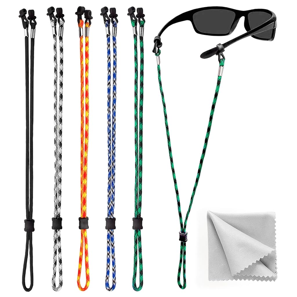 HASTHIP Specs Holder Glasses Strap for Sports and Daily Use with Adjustable 28 in Cord | 5 Pcs Polyester Eyeglass Chain for Men and Women