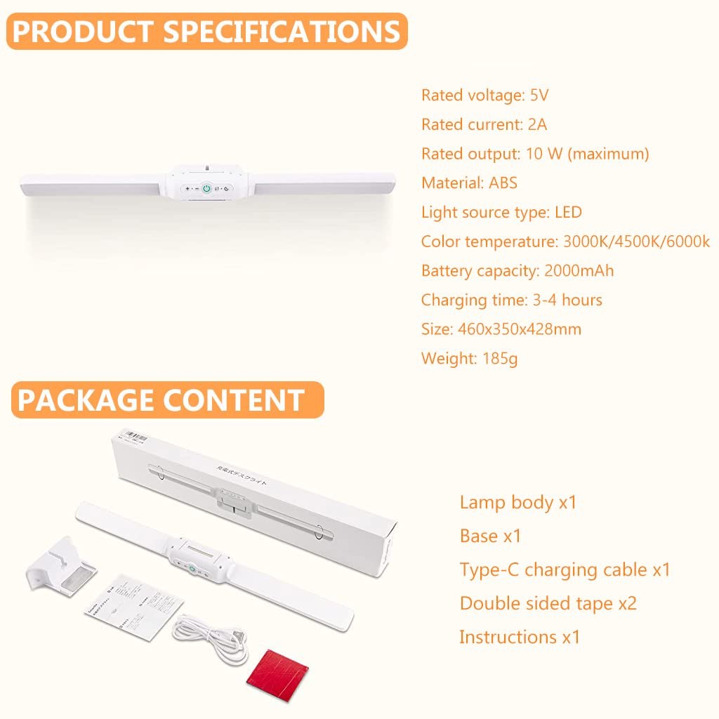 Verilux LED Table Light for Study with 350° Rotatable Dual Tube and 2000mAh Battery | Magnetic Mount