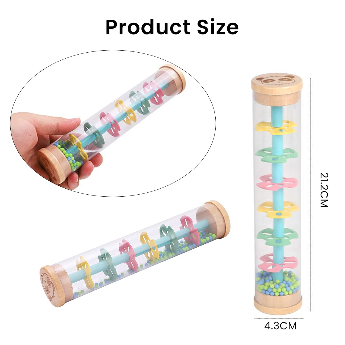 PATPAT Fun Rain Stick Toy for Baby with Rolling Beads and 7 in Design | Colorful Sensory Rattle