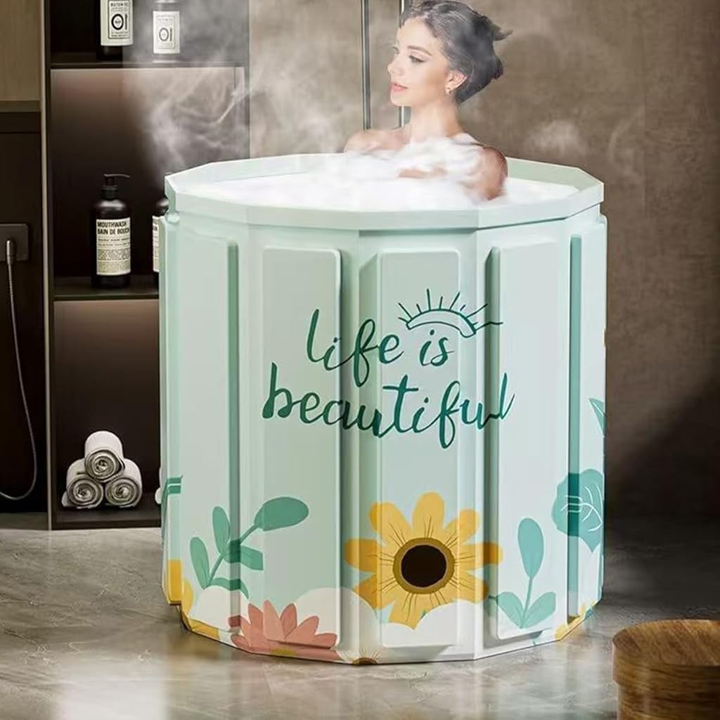 HASTHIP Portable Bathtub for Adults with 27 in Depth and Foldable Multi Panel Design | PVC Ice Bath for Home Spa