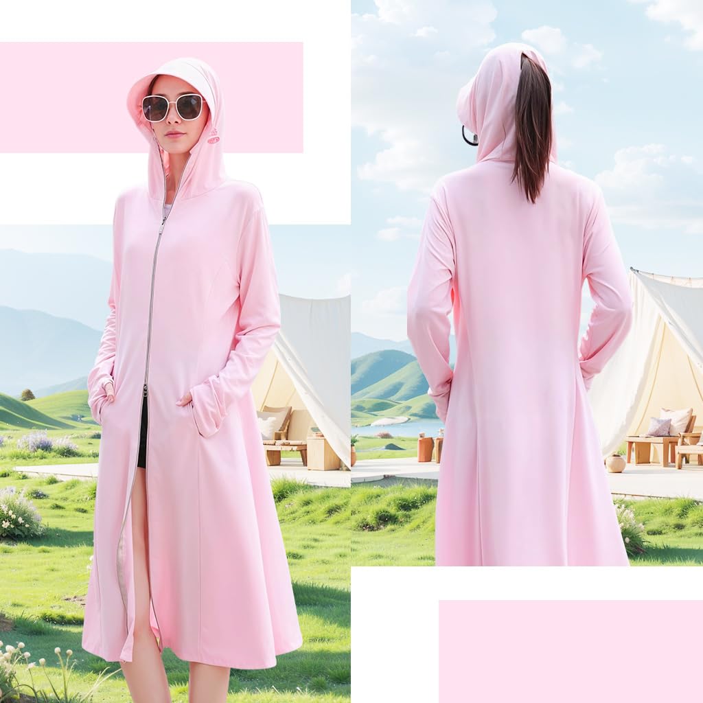 SANNIDHI Women's UPF50+ Sun Protection Jacket for Beach and Hiking featuring Quick Dry Ice Silk Fabric | Lightweight Zip Hoodie Cover Up