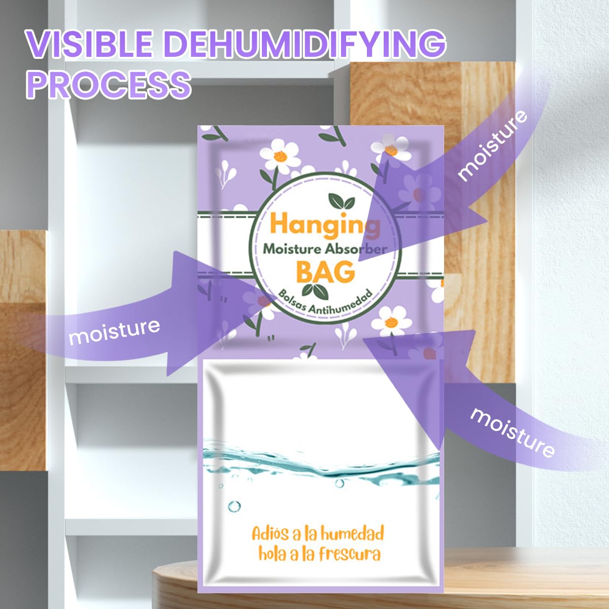 Supvox Hanging Closet Dehumidifier Bags for Wardrobes and Cabinets with Hook | 10pcs 100g Moisture Absorbers